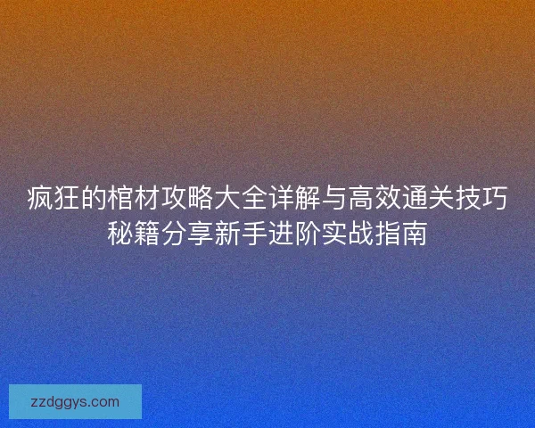 疯狂的棺材攻略大全详解与高效通关技巧秘籍分享新手进阶实战指南